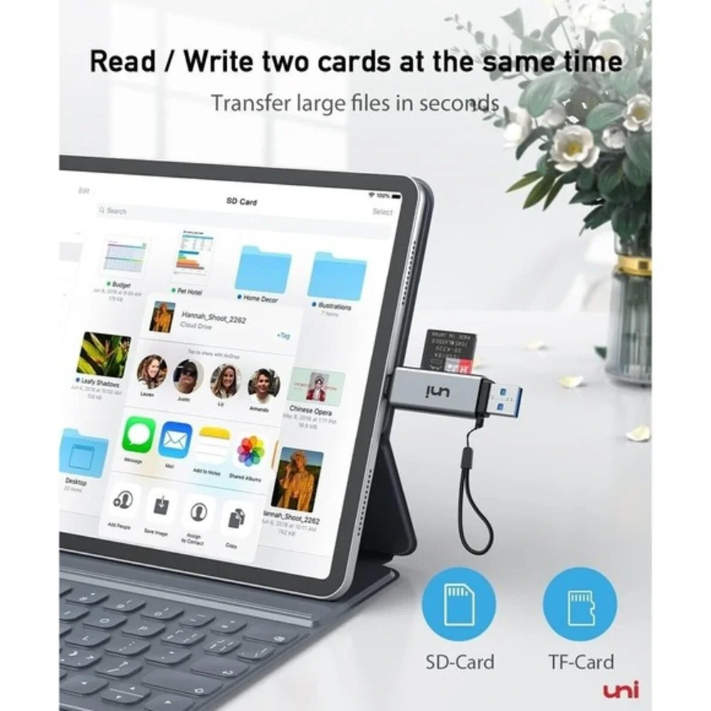 Uni SD Card Reader, High-Speed USB C to Micro SD Card Adapter USB 3.0 Dual Slots